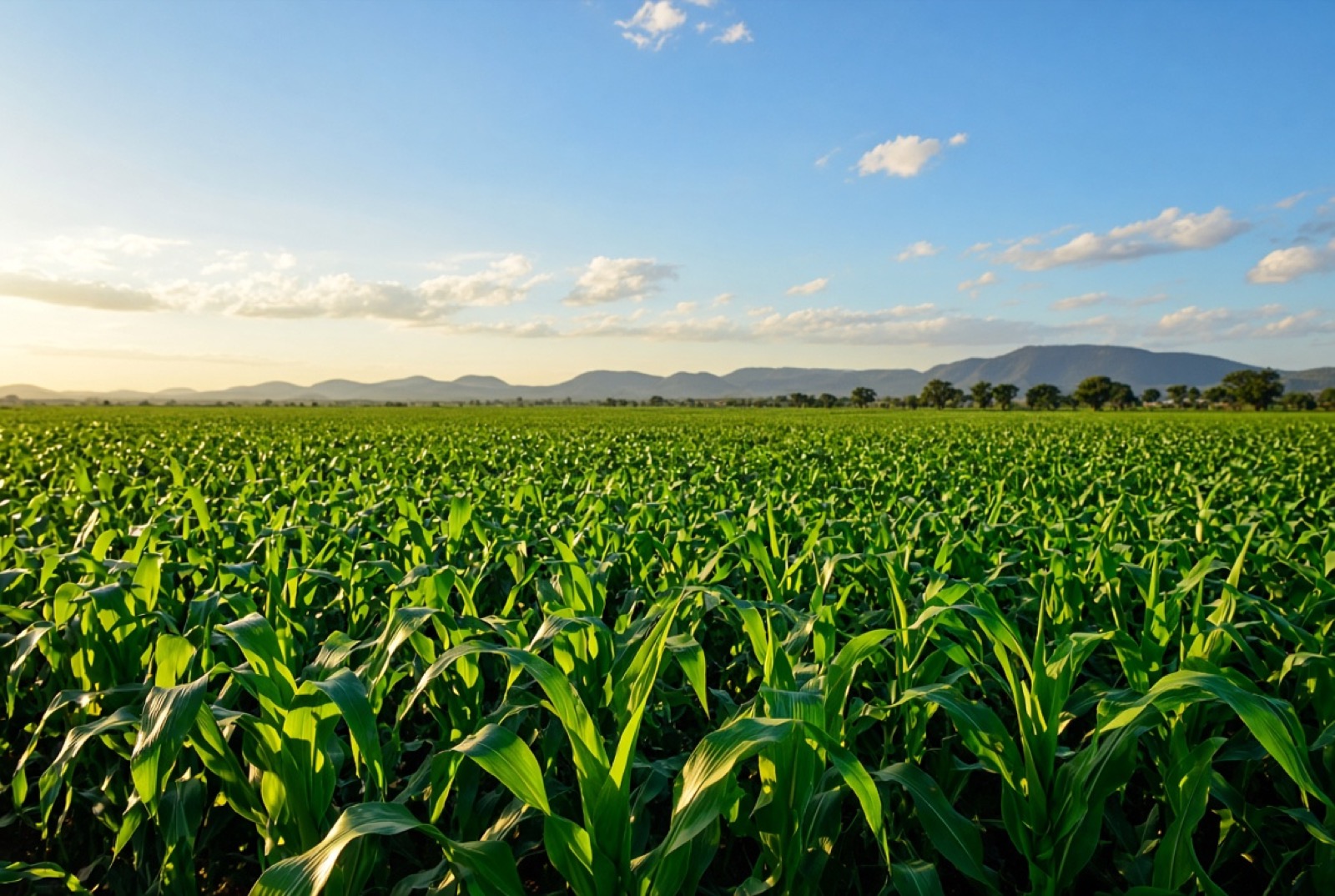 Wide green agricultural field in Tanzania